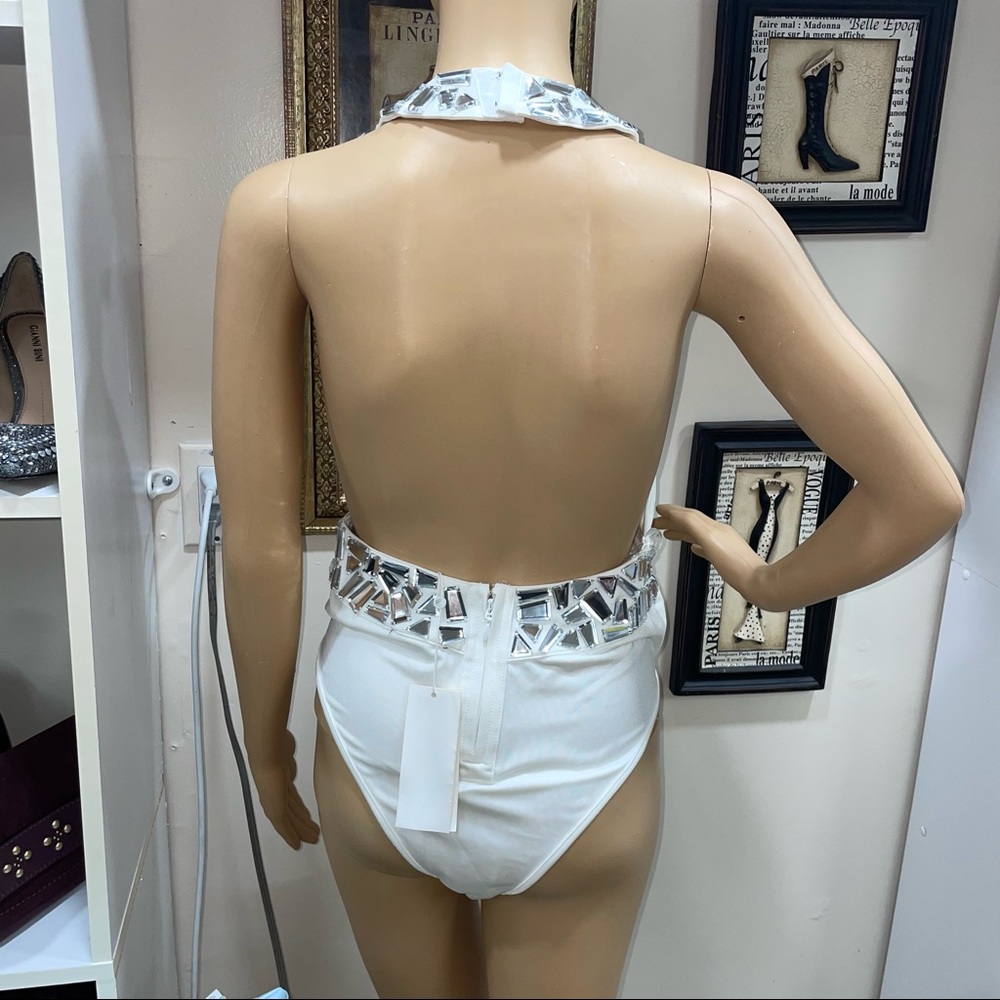 Wow Couture NWT! White Mirror Pieces Swimsuit - Picture 5 of 13